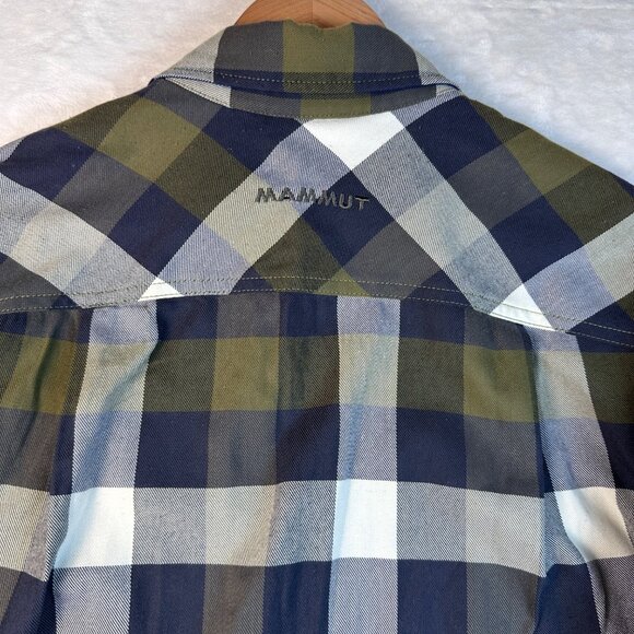 Mammut Men’s Plaid Button-Up Shirt Blue Green White Size S Flannel Hiker Wear - Picture 5 of 9